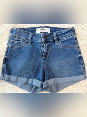 Hollister Medium Blue Denim Cuffed Shorts